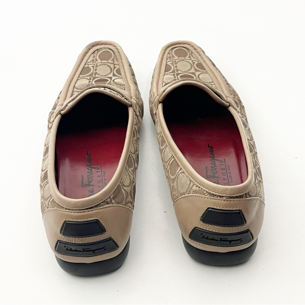 SALVATORE FERRAGAMO Brown Patterned Slip On Driving Loafers, Size 8.5AA - Picture 7 of 11